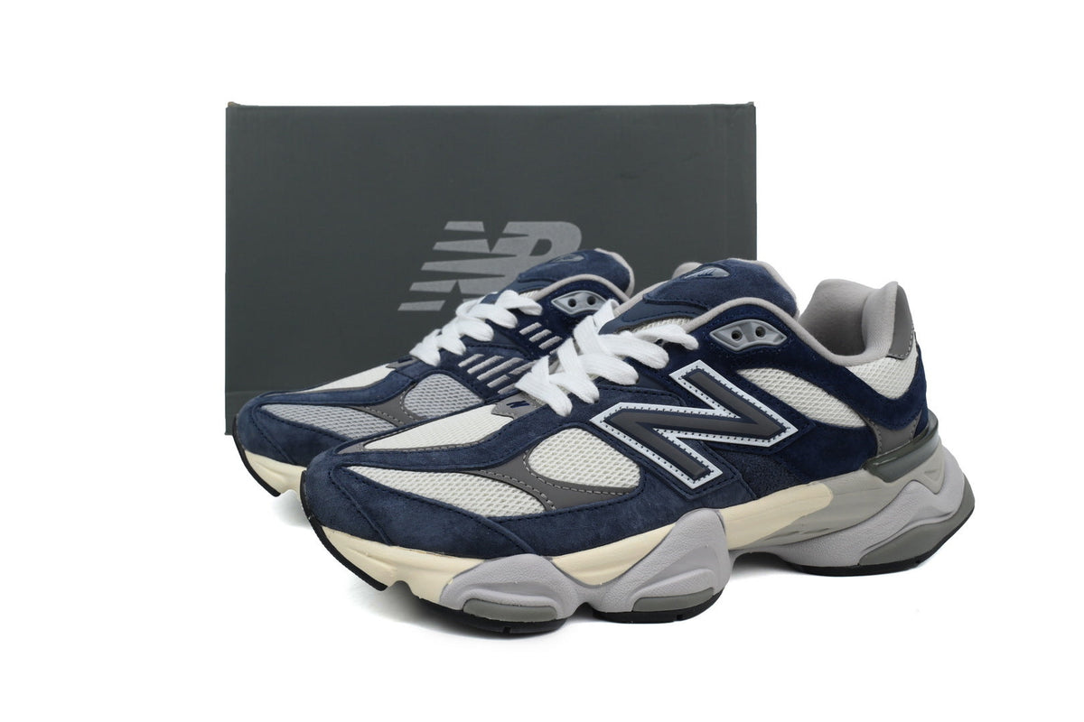 New Balance 9060 Women's & Men's Navy Grey Cream Chunky Retro Sneakers