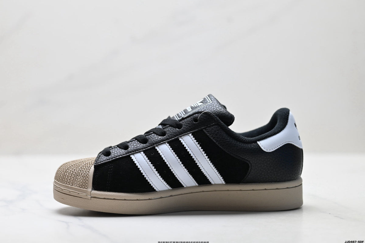 adidas Originals Superstar ¡ª Black Mix-Material & Beige | Shell Toe