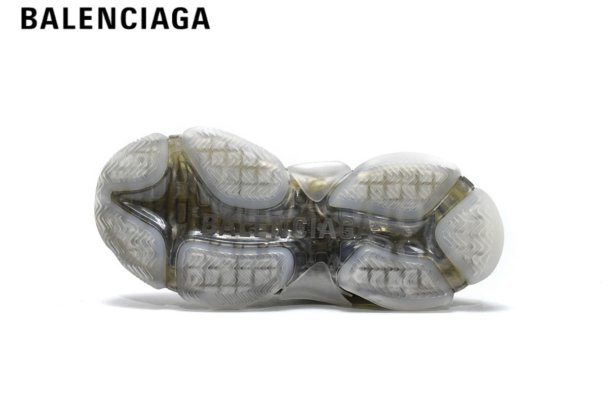 Balenciaga Triple S men's shoes  women sneakers ¡ª White & Gold, Clear Sole