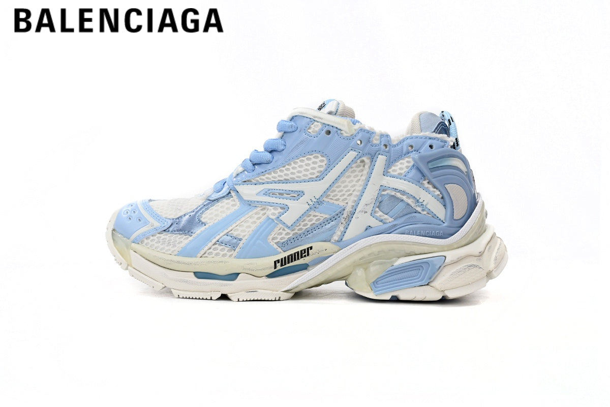 Balenciaga Runner men's shoes  women sneakers ¡ª Light Blue / White