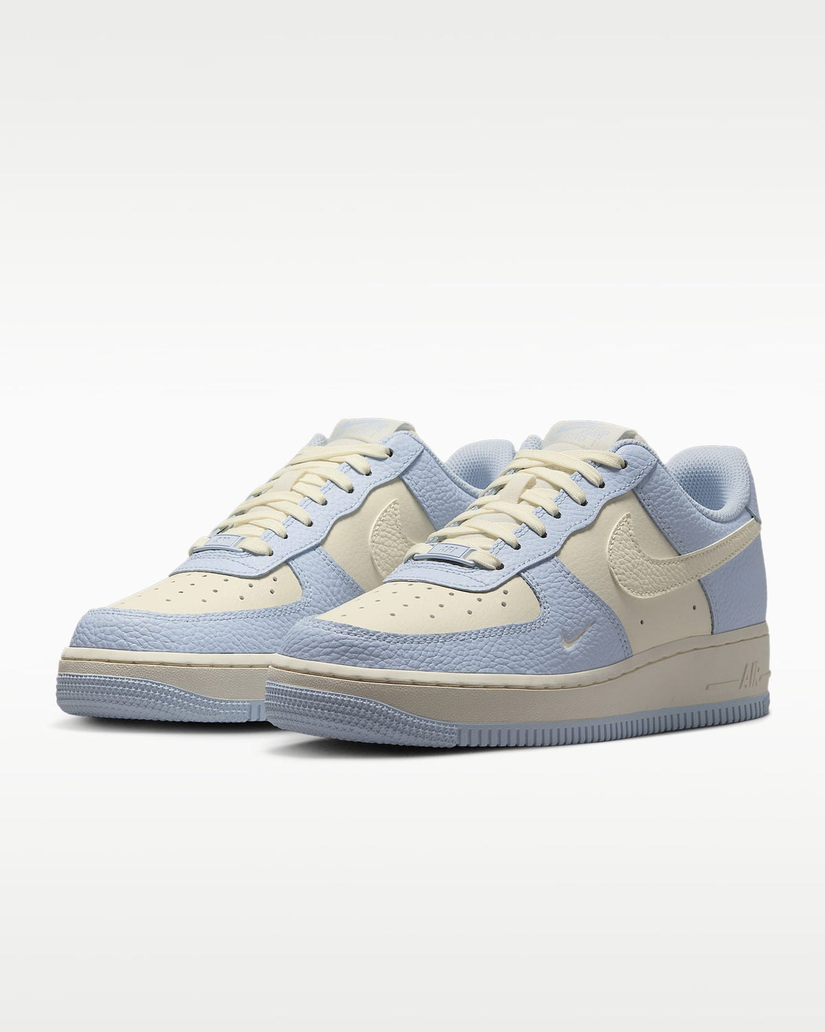 Nike Air Force 1 '07 Light Blue Cream Mini Swoosh Sneakers mens low top shoes