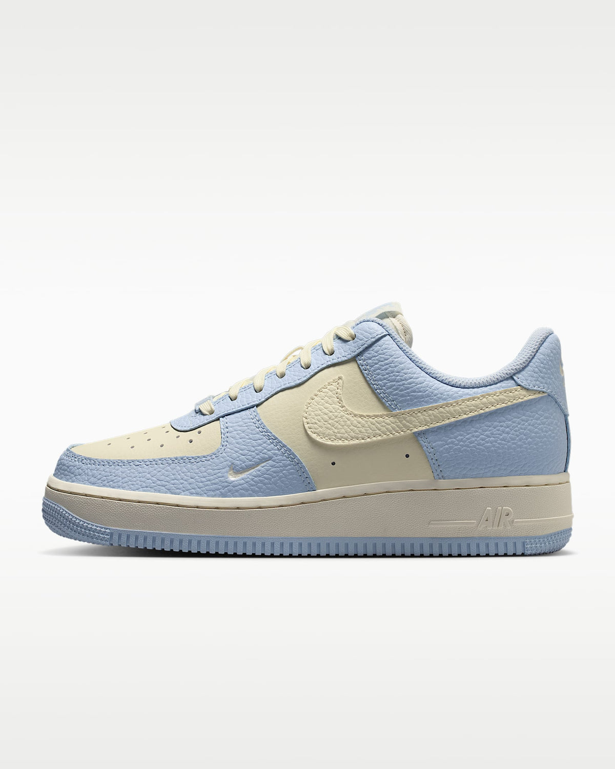 Nike Air Force 1 '07 Light Blue Cream Mini Swoosh Sneakers mens low top shoes
