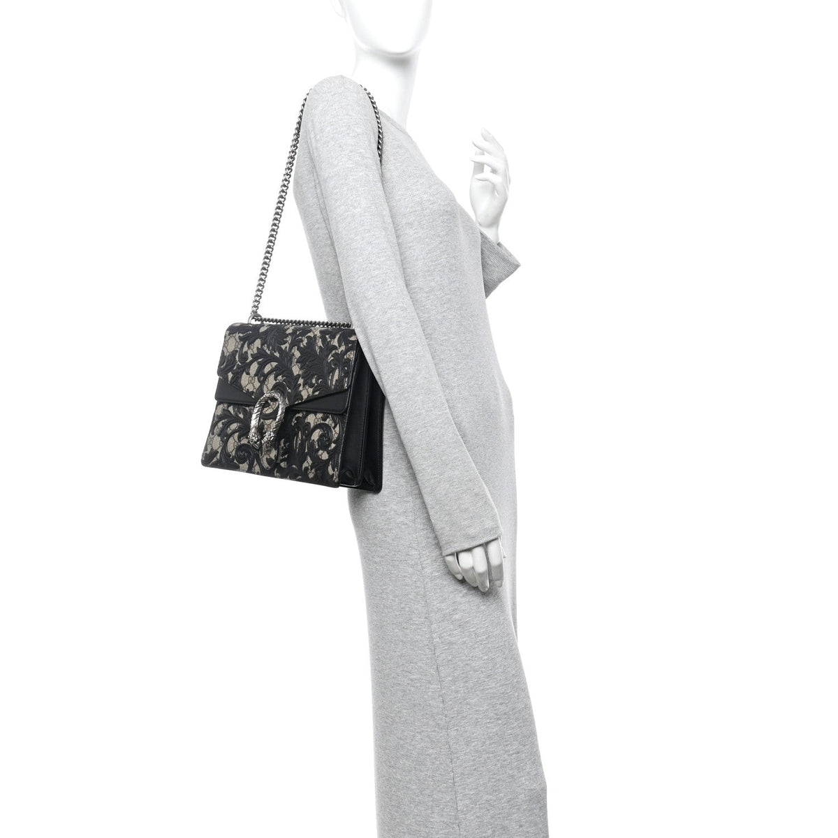 GG Supreme Monogram Arabesque Medium Dionysus Shoulder Bag Black